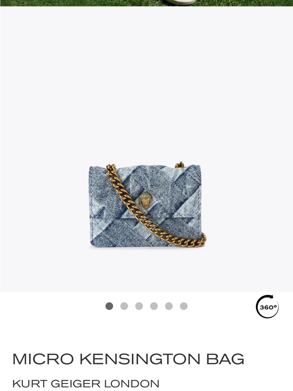 Kurt Geiger Micro Kensington Quilted Denim Mini Bag with Gold Chain
